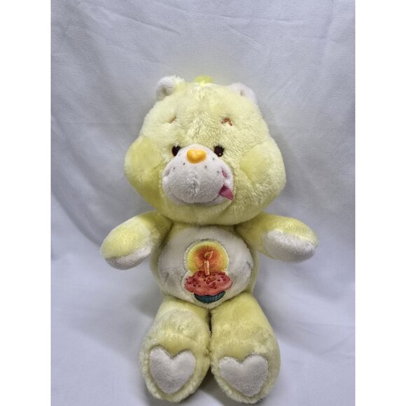 VTG Care Bears Yellow Birthday Bear 13" Plush Stuffed 1983 Kenner 1980s KOREA - Picture 1 of 9